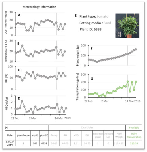 Meteorological and physiological data derived from the I-CORE greenhouse