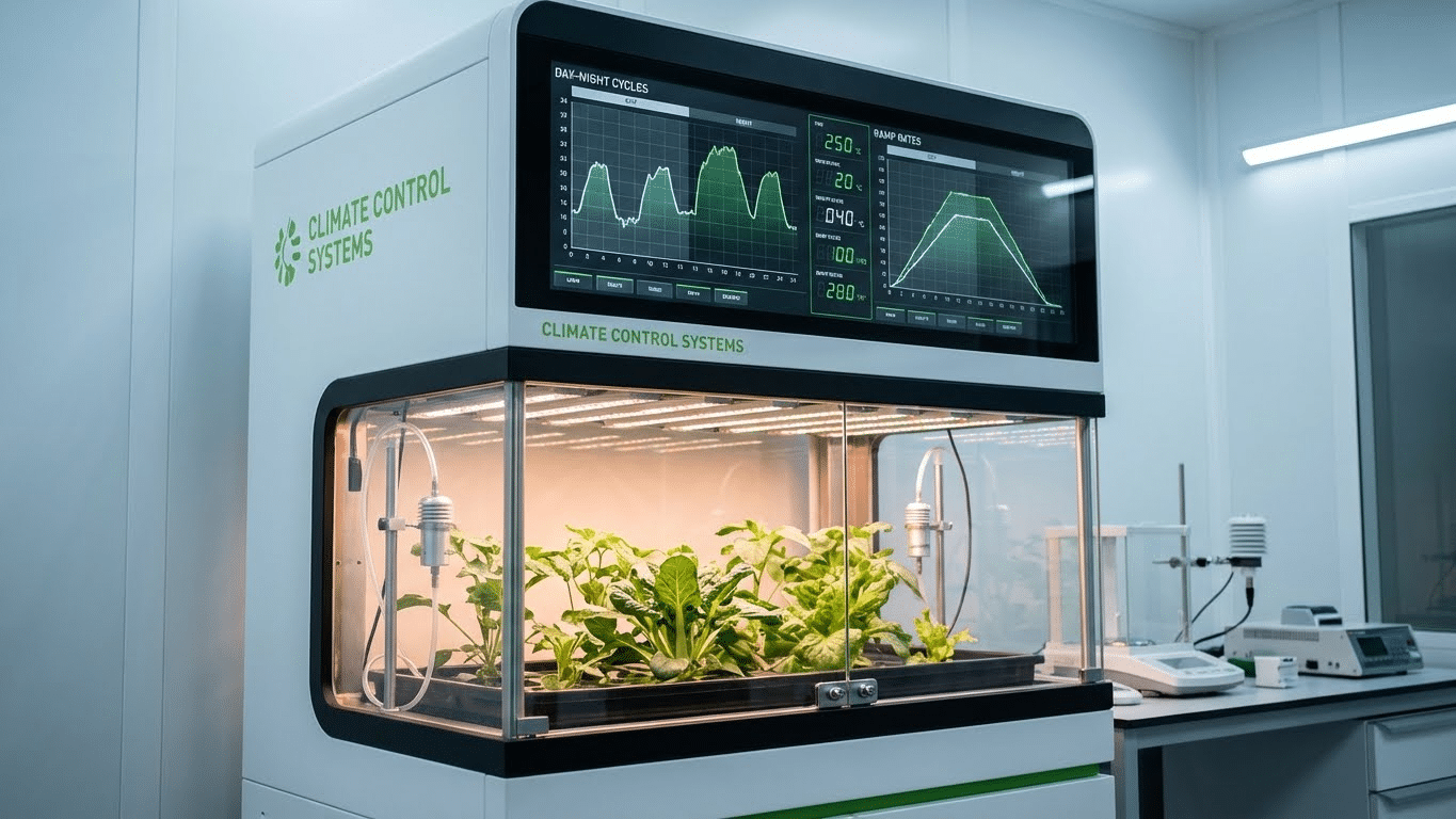 Comprehensive visualization of phenotyping system data outputs including environmental telemetry, plant measurements, and quality control indicators
